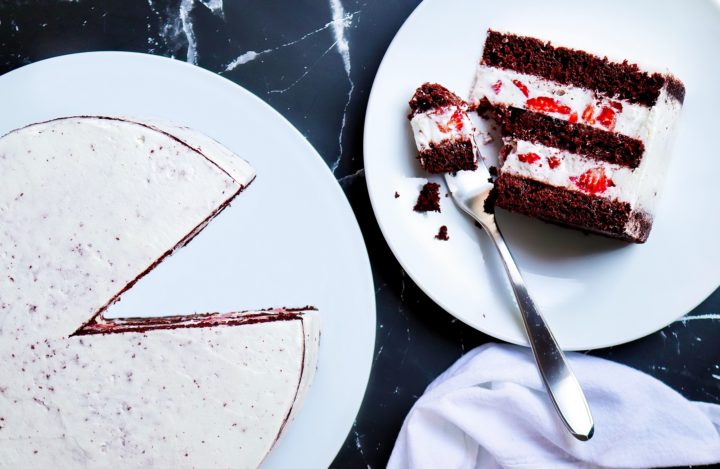 Deliciously Chocolate-y Strawberry Cream Cake